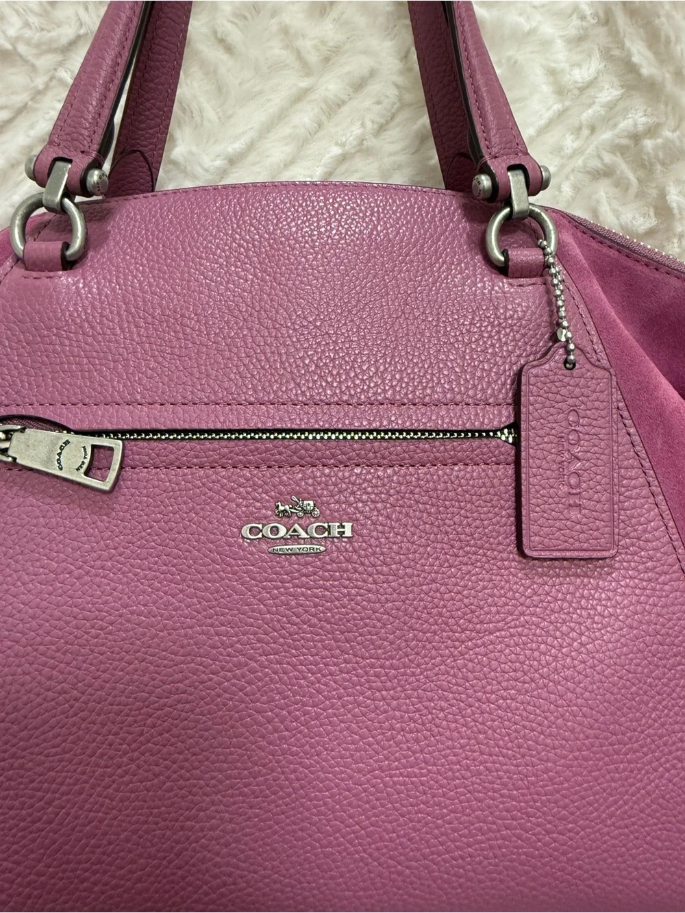 Coach Plum Leather Satchel with Detachable Strap